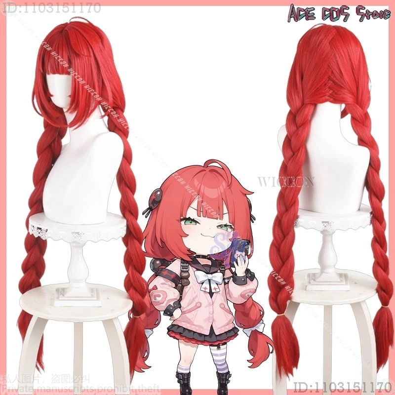 

Anime Game Zenless Zone Zero Cosplay Ukinami Yuzuha Costume Red Kawaii Double Pony Wig Jirai Kei Girls Red Wigs Halloween Cos