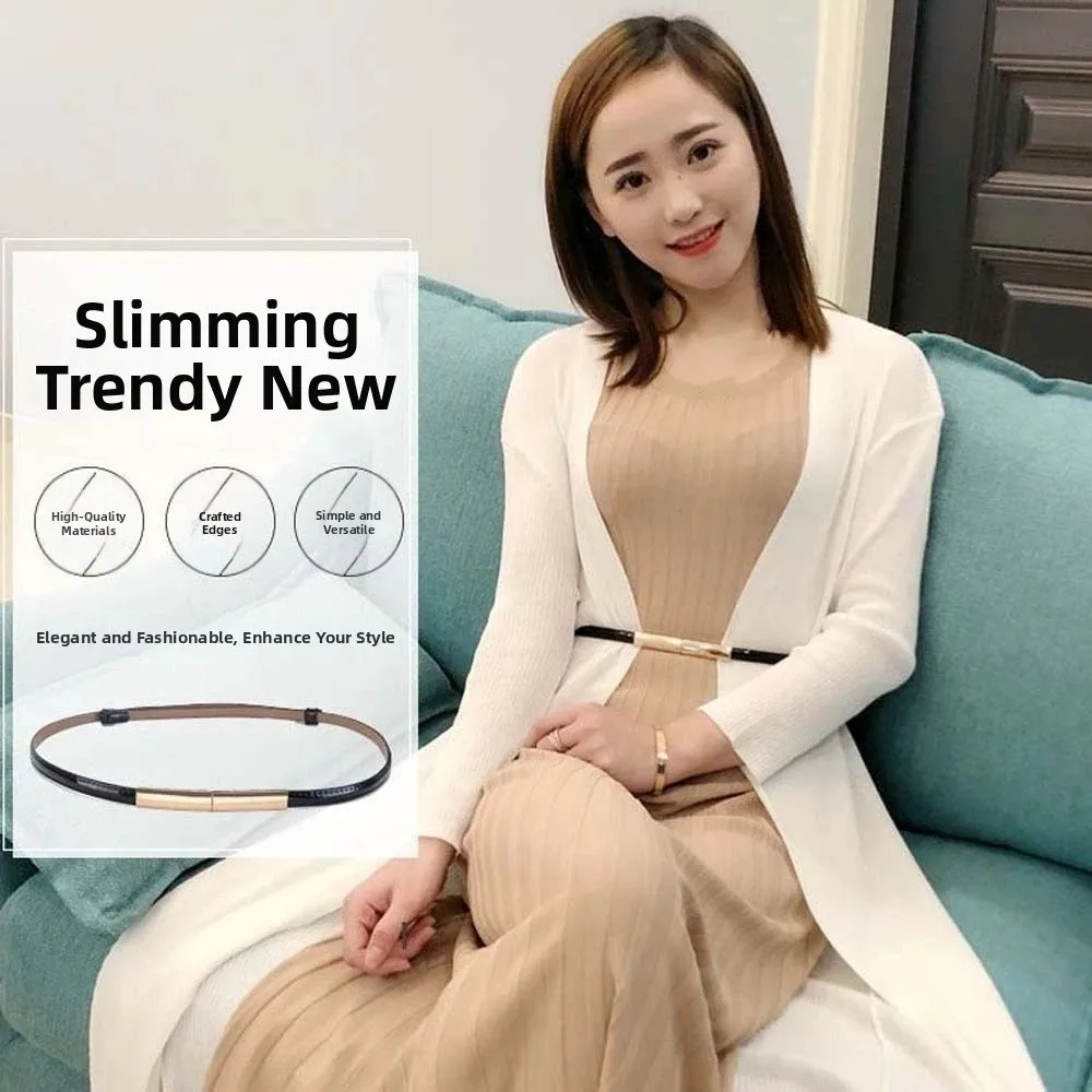 

Simple Adjustable Patent Leather Belt Versatile Solid Color Thin Buckle Belt Clothes Accessories Durable Women Waistband Girls
