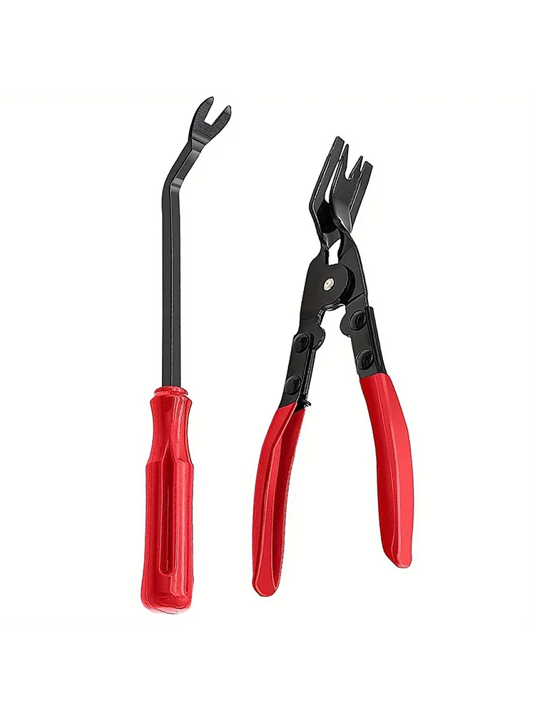 2PSC Car Headlight Pliers+6-inch Rubber Buckle Driver Disassembly and Assembly Tool Fastener Disassembly and Assembly Red Interi