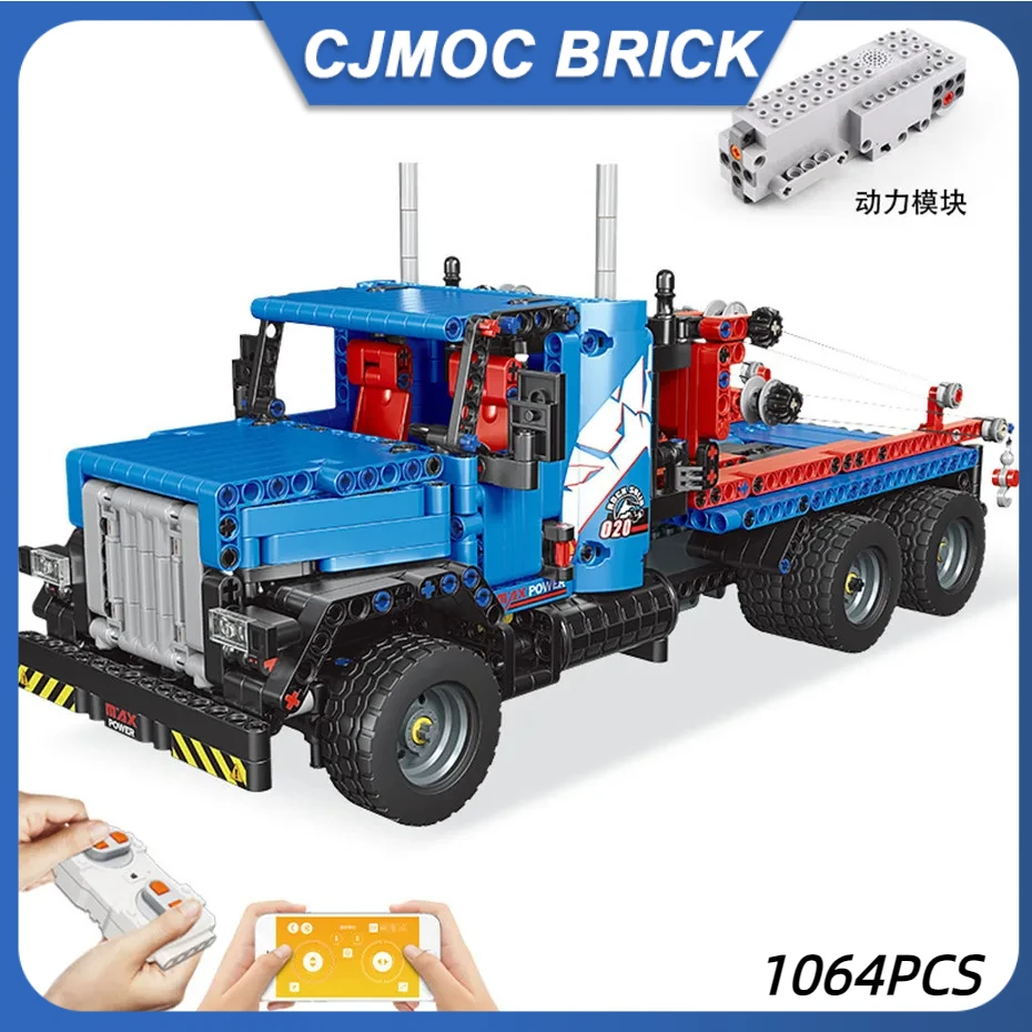 Mould King 15020 High-tech Remote Control Truck App Control Motorized Tow Truck Building Block set Brick Toys Kid Collector Gift