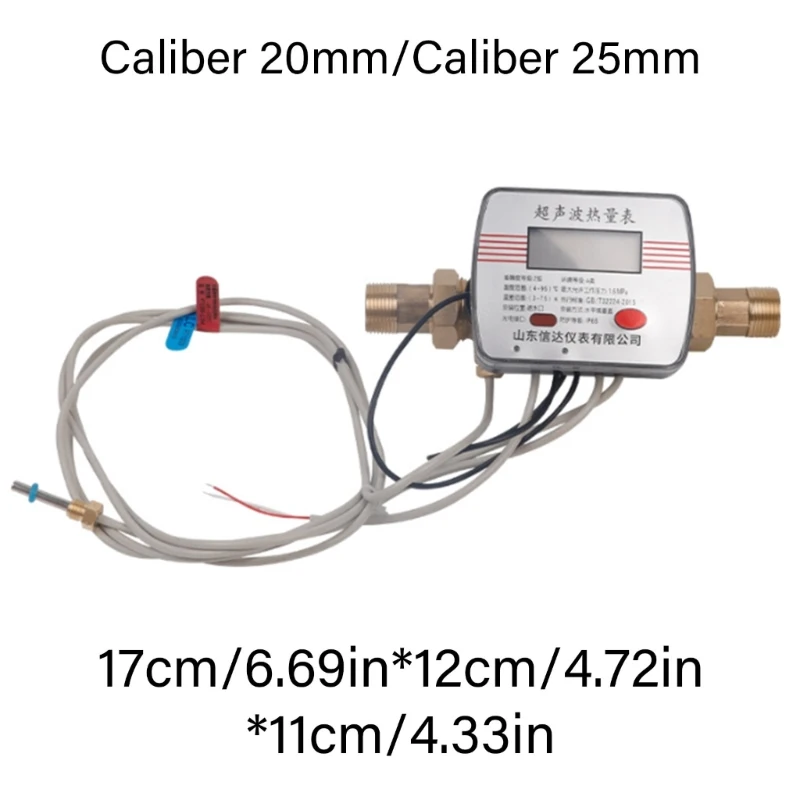 Multifunction Ultrasonic Heat Meter Brass Flows Gauges Residential Heat Measurement Device for Hot & Cold Water Monitoring