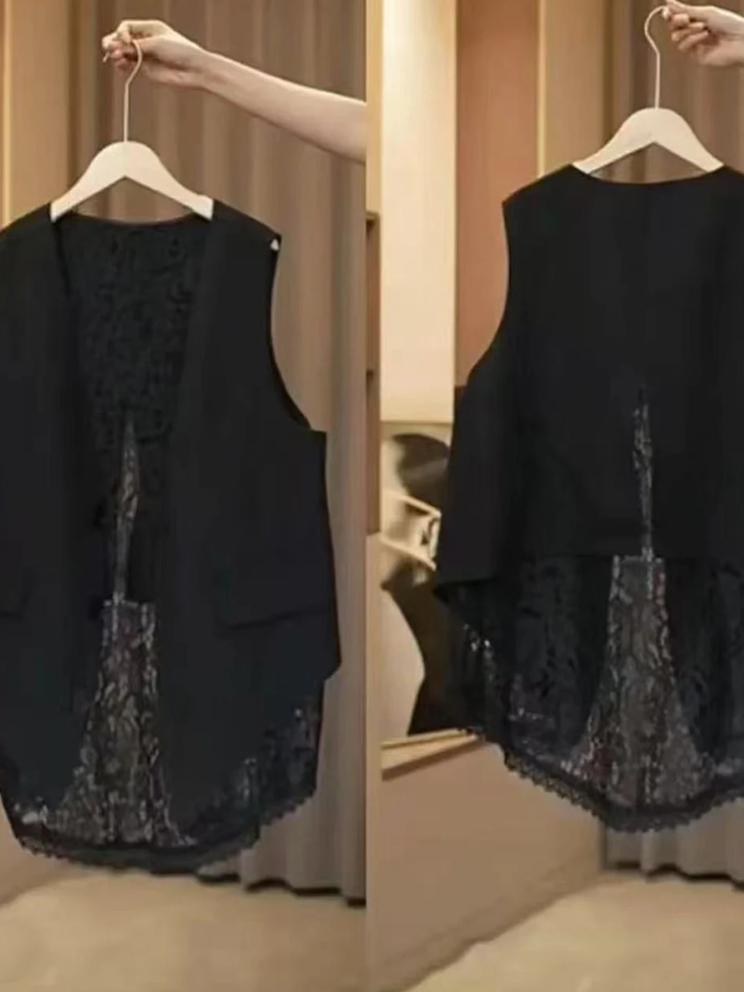 Ele ronde Ne Svel Lace Jaet damesvest Top Zwaar borduurwerk Splitsen Sle Pendelen Faion Enkele knoopsluiting