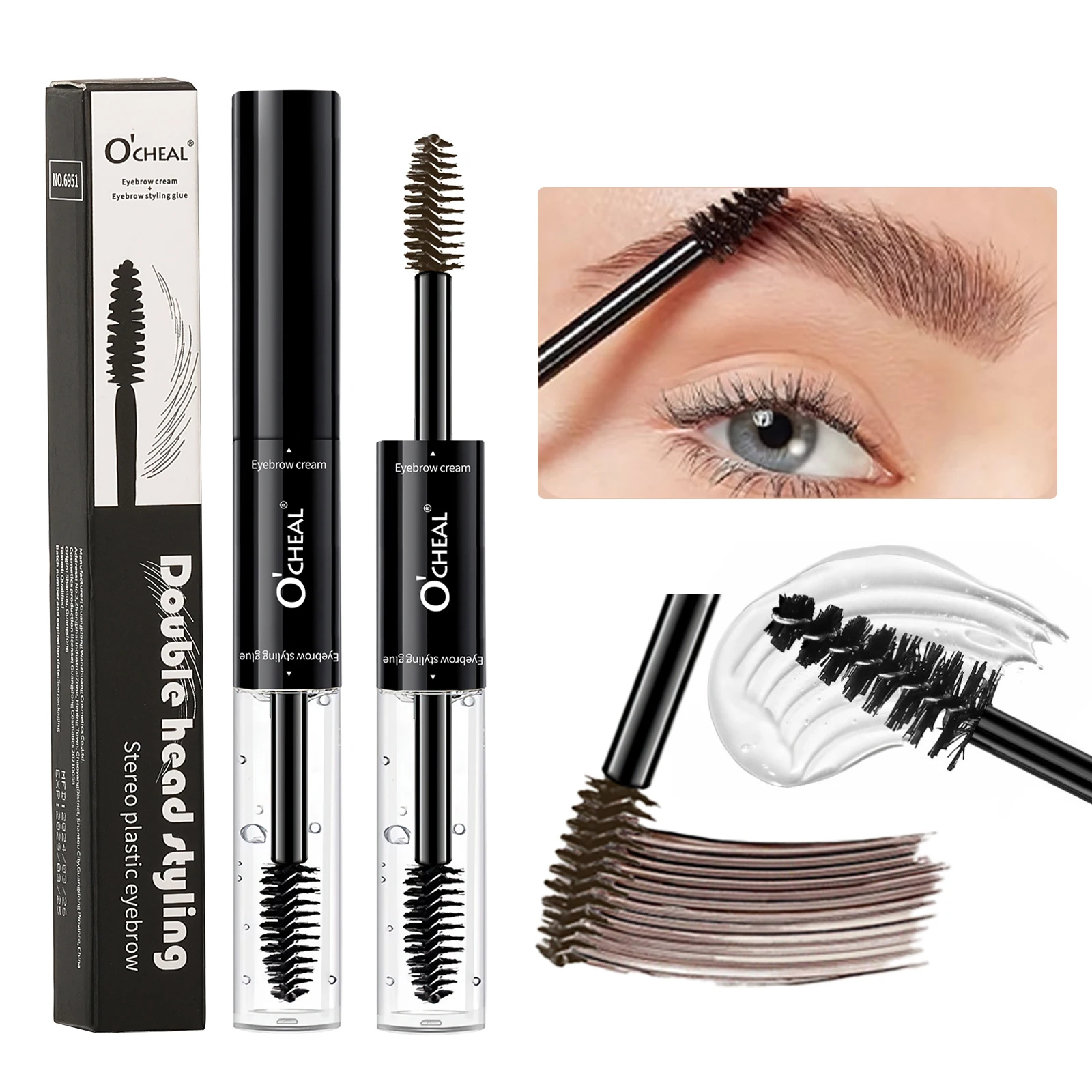 O'CHEAL Styling Eyebrow Gel Double-end 3D Feathery Wild Brow Wax Tattoo Tint Eyebrow Cream Sculpt Soap Eyebrow Makeup Cosmetics