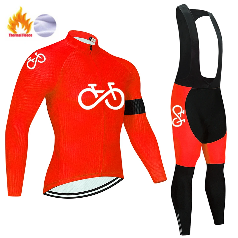 2024 Pro Winter Thermal Fleece Cycling Jersey Sets Long Sleeve Bicycle Clothing MTB Bike Wear Maillot Ropa Ciclismo Cycling Suit