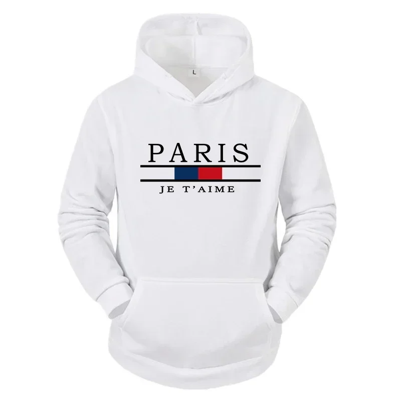 

Autumn and winter men's long-sleeved hooded sweatshirt PARIS, high-quality streetwear with Parisian pattern prints from France
