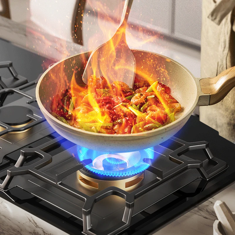 High-End 900mm Built-in Gas Stove, LPG/NG with Child Safety Lock & Flameout Protection, Tempered Glass for Home Kitchen