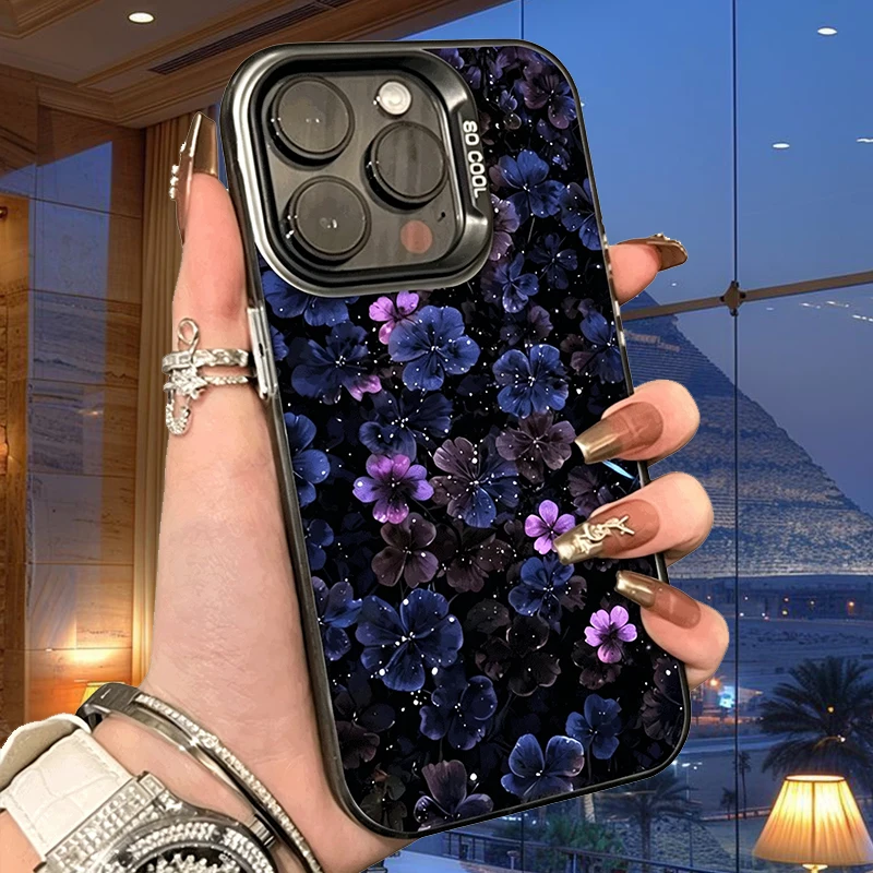 Dark Vintage Floral Frosted Case for Samsung Galaxy S26 S25 S24 S23 Plus S22 Ultra S21 S20 FE A57 A56 A55 A54 A53 Acrylic Cover