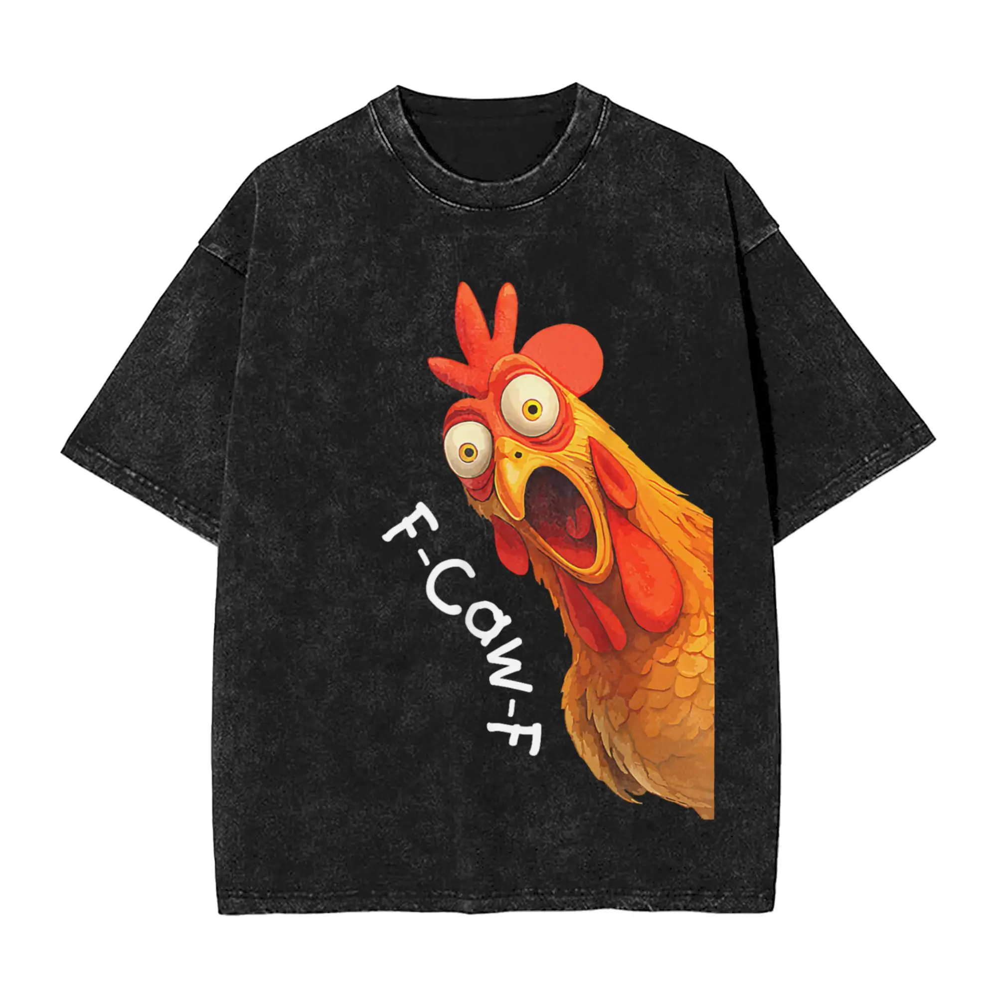

Funny F-Caw-F Chicken Chicken T-Shirt Loose T-Shirts Short-Sleeve Y2K Basic Tops Summer Casual Crewneck Oversized Top Tees