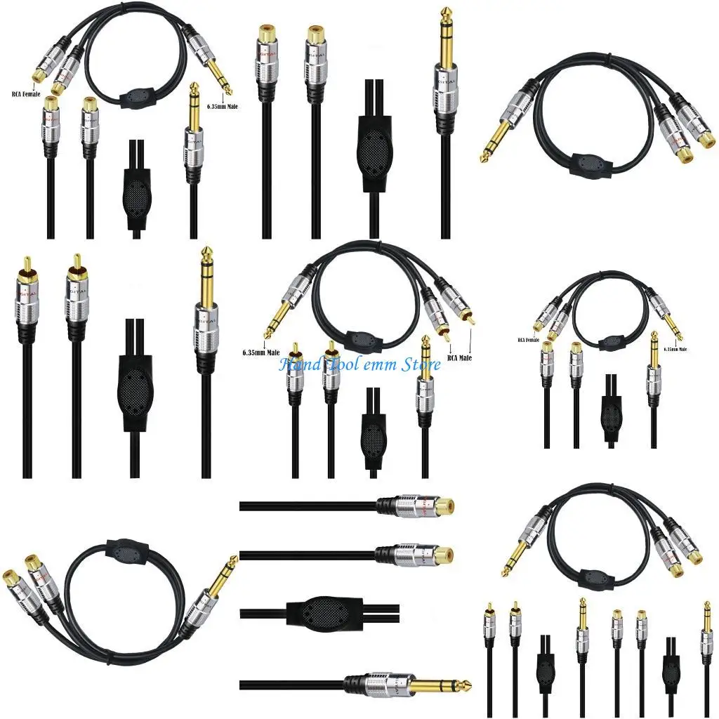 

H37F 1/4"Male to 2xRCA Female/Male Adapter RCA Cable Y Splitter Excellet Sound