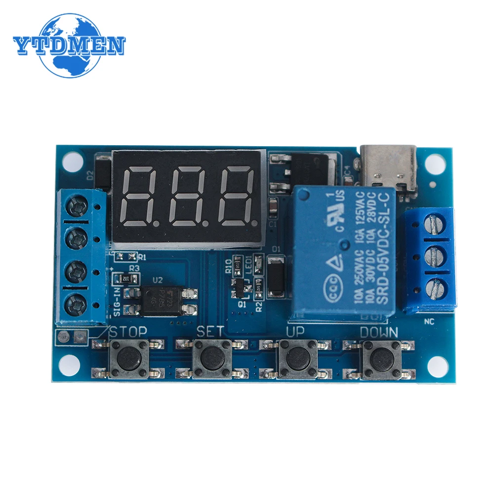 1PCS DC 6-30V Support Micro USB 5V LED Display Automation Cycle Delay Timer Switch Off Delay Time Relay Module 6V 9V 12V 24V