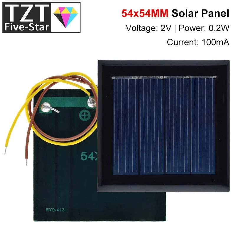 TZT 1/5pcs 2V 0.2W 100mA Solar Panel DIY Charge Module Mini Polysilicon Solar Cell System for Solar Lawn Lamp With 15CM Cable