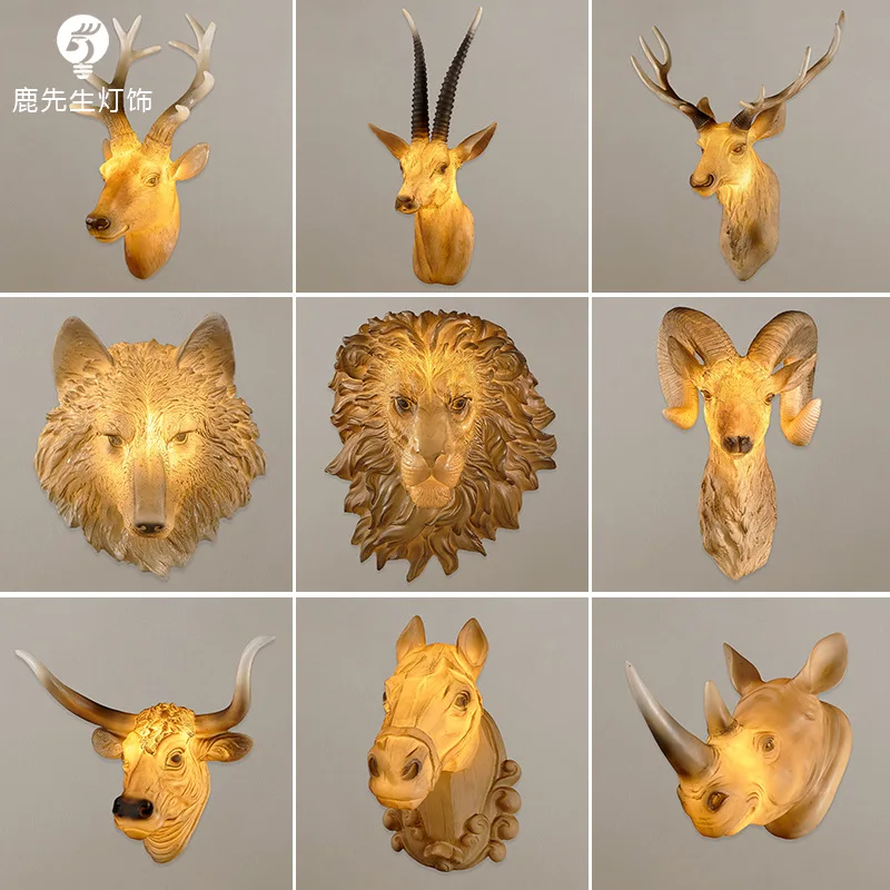 

Nordic Black Gold Lion Wall Lights Animal Lion Head Resin Art Wall Lamp Luxury Decor Kitchen Wall Sconce Bedroom Indoor Lighting