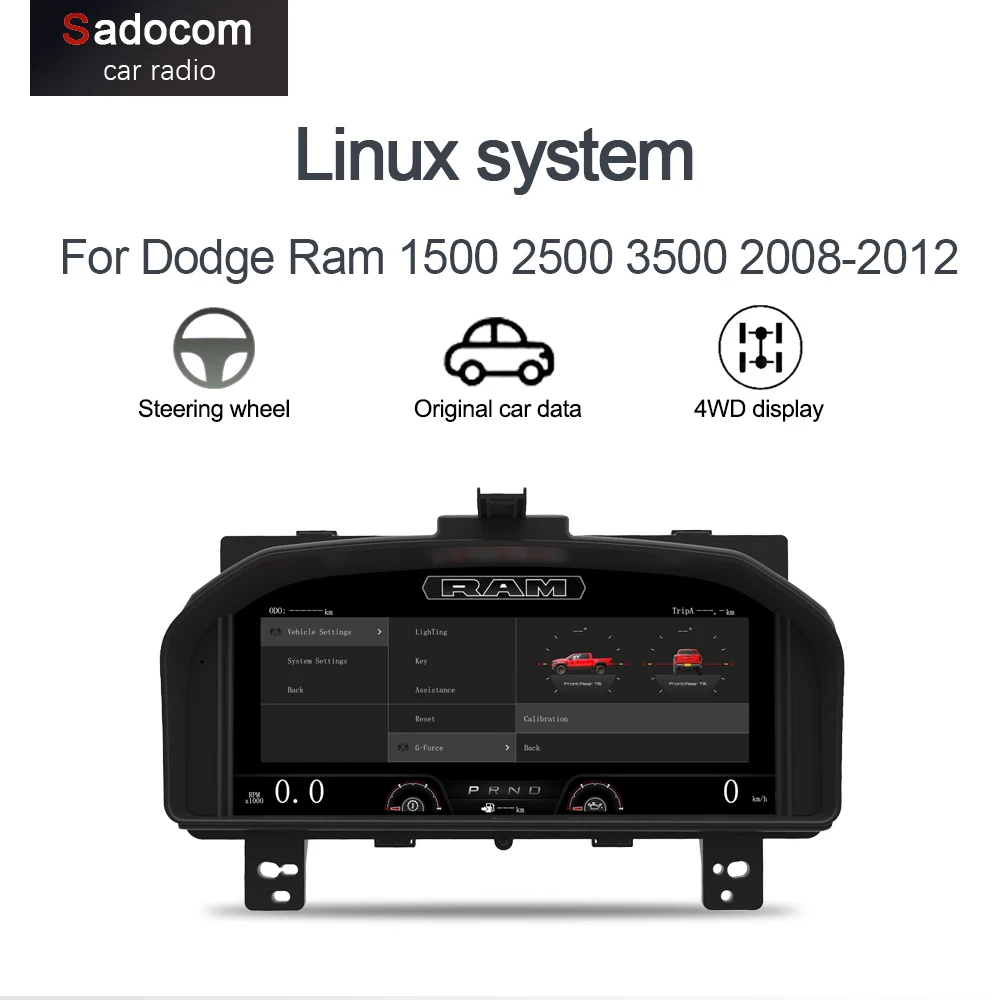 13.1 LCD Digital cluster Dashboard Panel For Dodge Ram 1500 2500 3500 2008-2012 Cluster Virtual Speedometer Screen Instrument