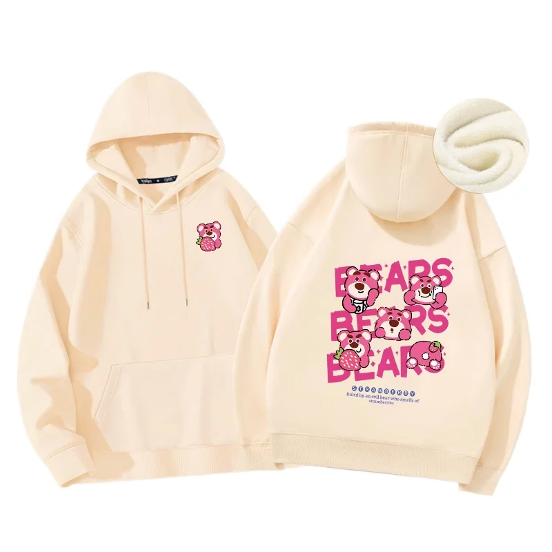 Couple Hoodie Women\'s Hoodie Spring and Autumn Thin 2024 New Lotso Strawberry Bear Disney Cartoon Style Women\'s Hoodie Coat