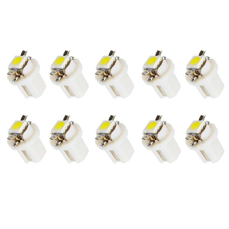 10Pcs T5 B8.5d LED Light Car Dashboard  Bulb Cars Interior Lamp Accessories Dashboard Side Switch lamps 12V