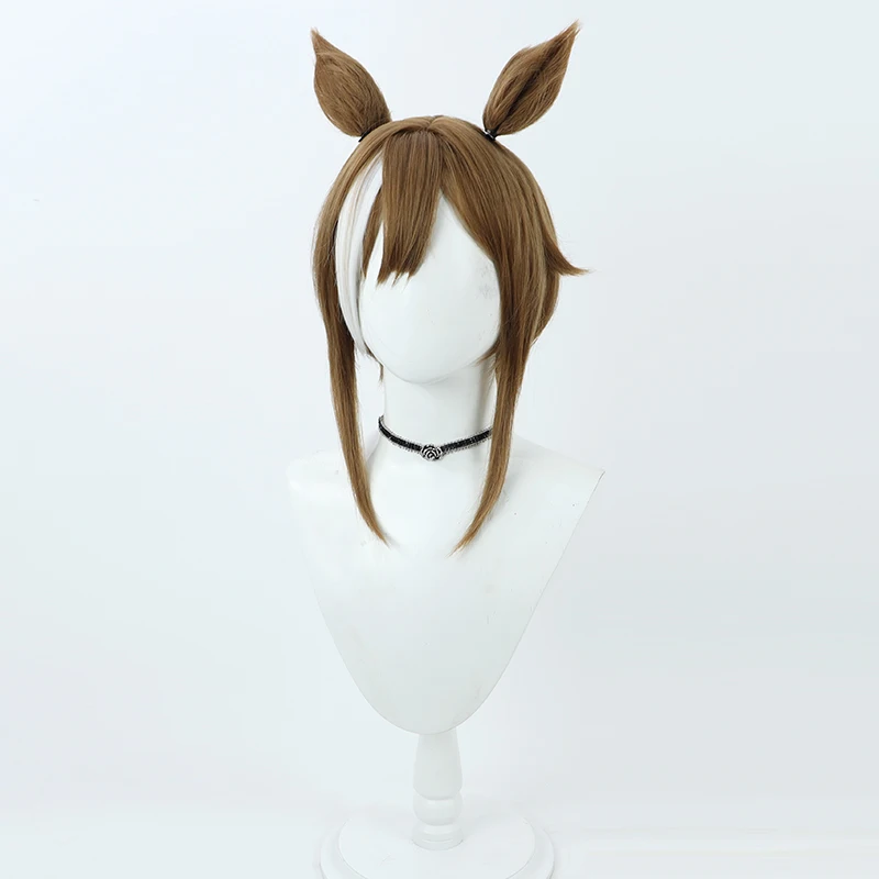 Anime Uma Musume Pretty Derby Cosplay Pruik Bruine Oren Staart Vrouwen Halloween Party Carnaval Rollenspel Hittebestendige Pruiken