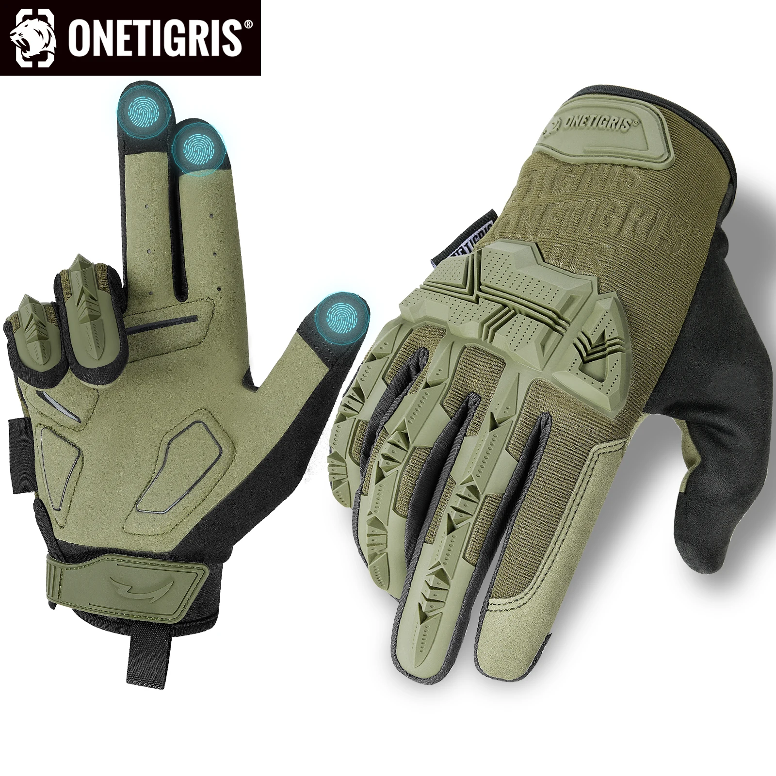 

ONETIGRIS Motorcycle Gloves for Men With Soft Palm Pads, Touchscreen for Riding, Paintball, Cycling, Work, Hunting, Camping