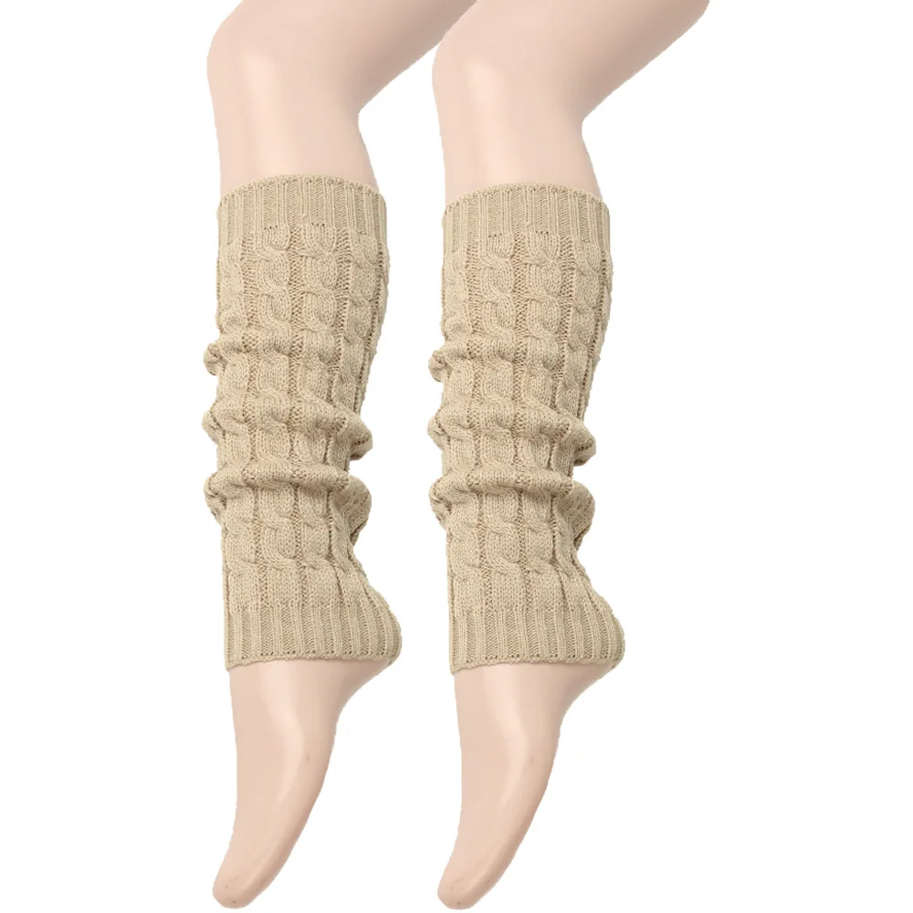Calzini in pile Lunghi coprigambe lavorati a maglia autunnali e invernali Torsioni di pasta fritta Stivali protettivi per le gambe 16 colori solo per ragazze