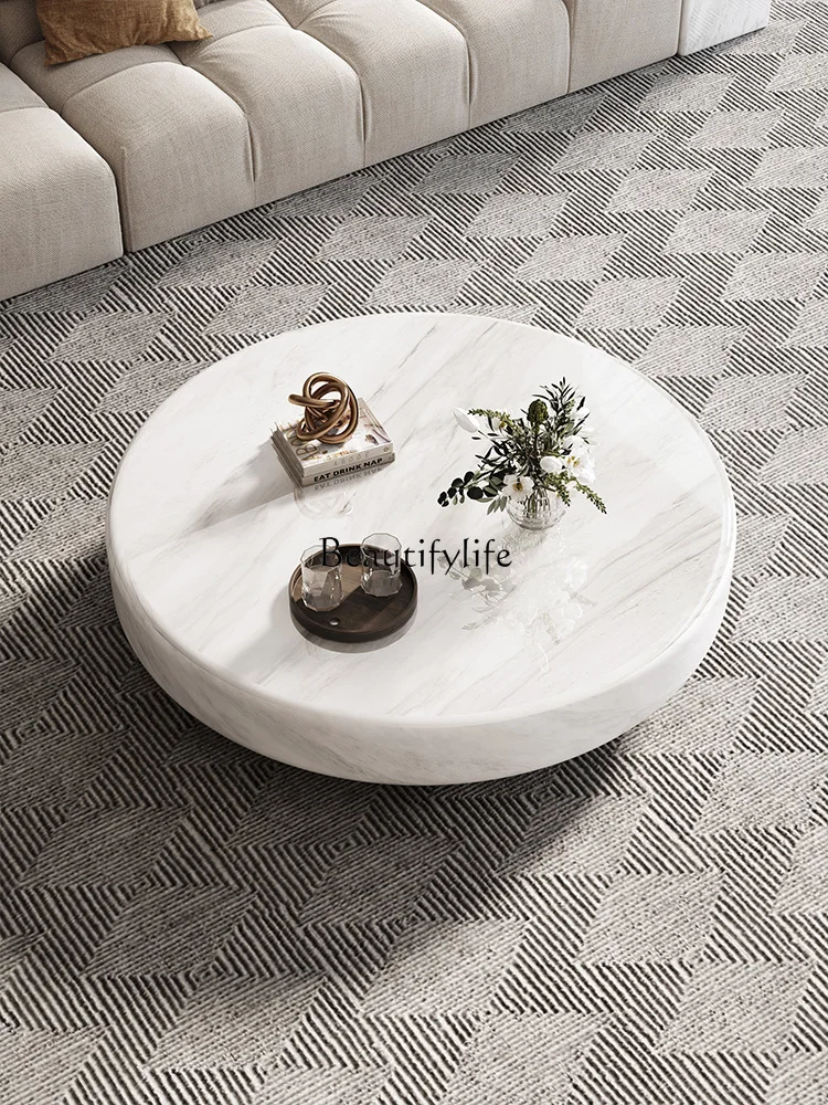 

Italian Mild Luxury Marble Large and Small Apartment Type Nordic High-End French Simplicity round Tea Table