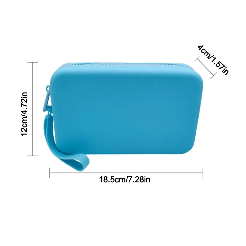 Portable Silicone Coin Purse Waterproof Solid Color Earphone Bag Zipper Small Item Bag Students