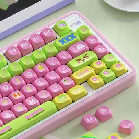Dopamine Theme Keycap Set 125key PBT Custom Cute Rainbow Spherical Girl Keyboard Cap SOA Profile KeyCap for Mechanical Keyboards
