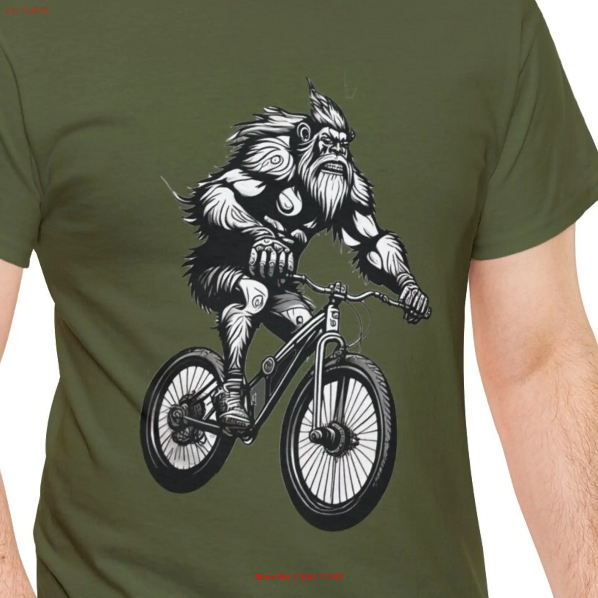 Sasquatch Mountain Biking T Shirt for biker long or short sleeves