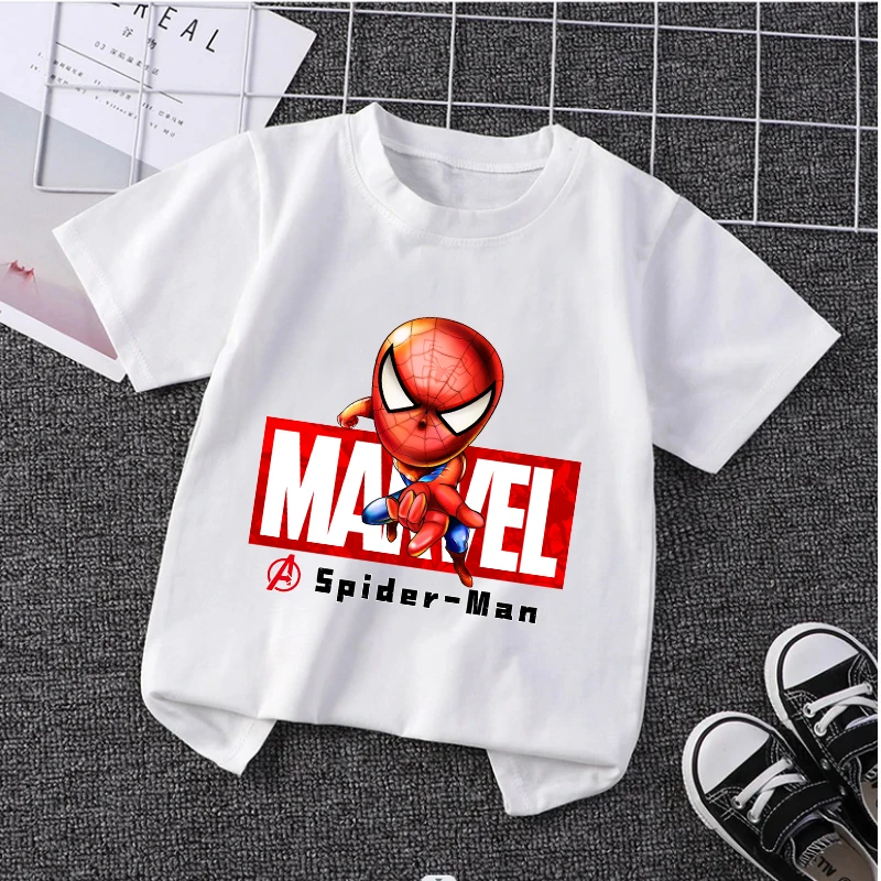 Spiders Man Baby Boy T Shirt Captain America Short Sleeve Kids Tee Tops Iron Man Hulk Child Clothes Anime Summer Toddler T-Shirt