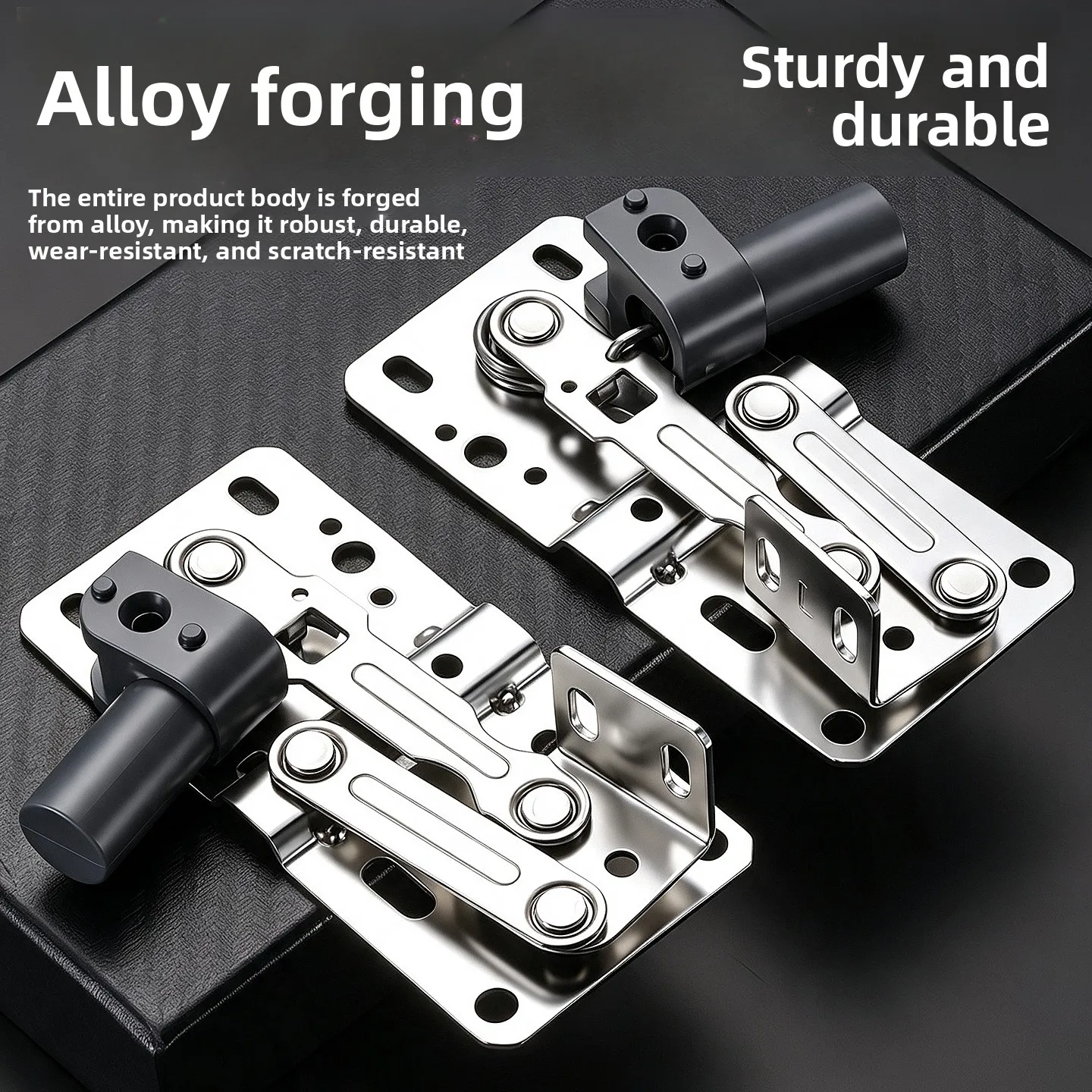 45° Drop-Down Door Buffer Hinge for Wardrobe, Silent Soft-Close Rebound Concealed Overlay Cabinet Hinge, Iron+ABS, 1 Pair