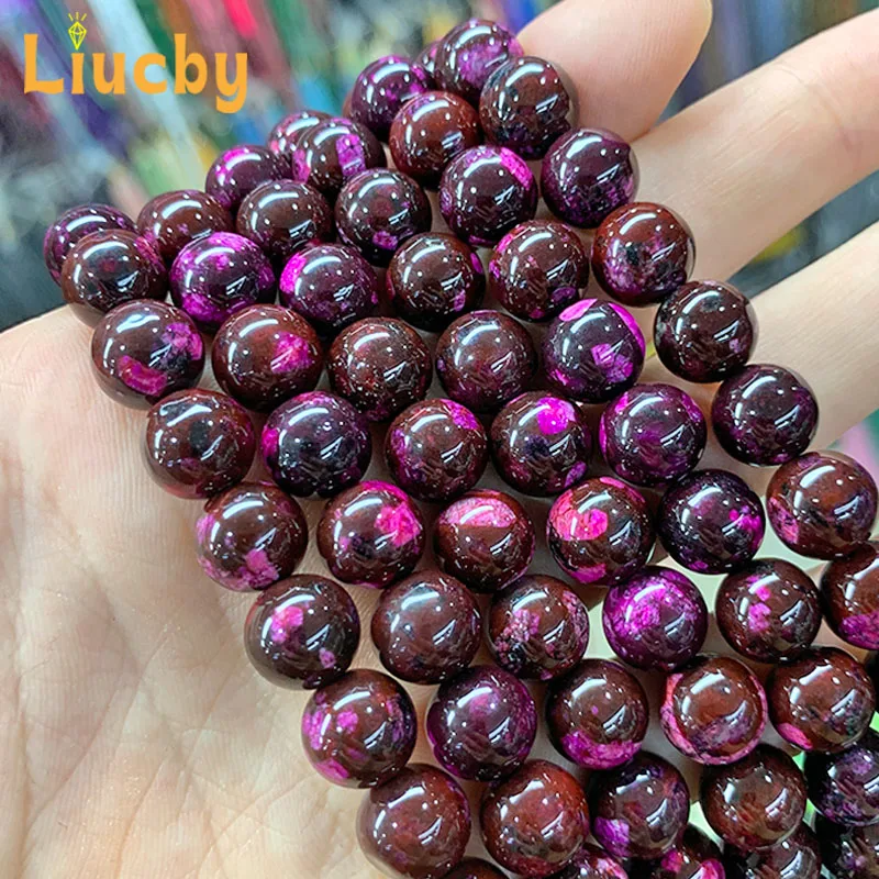 Natural Stone Rose red Three Life Beads for Jewelry Making DIY anniversary woman Rings Bracelets Keepsake 15