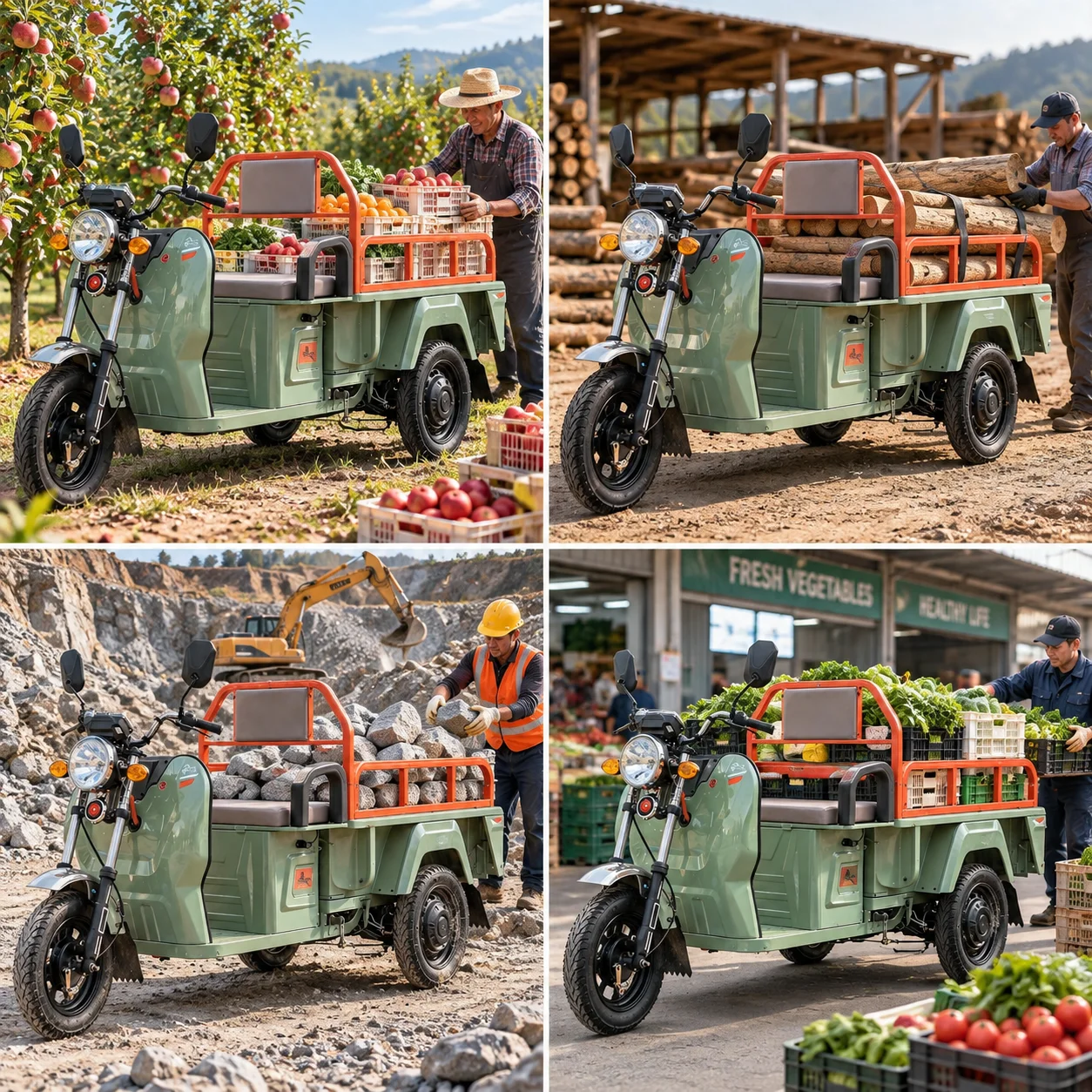Multi-functional Electric Cargo Tricycle, Foldable Seat 3 Wheeler Electric Trike for Farm Harvest, Short Delivery & Daily Transp