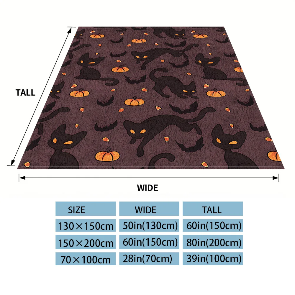 Black Cat Motif Flannel Blankets Are Perfect For Sofas, Office Beds, Travel, Sleep, And Use Throughout The Four Seasons
