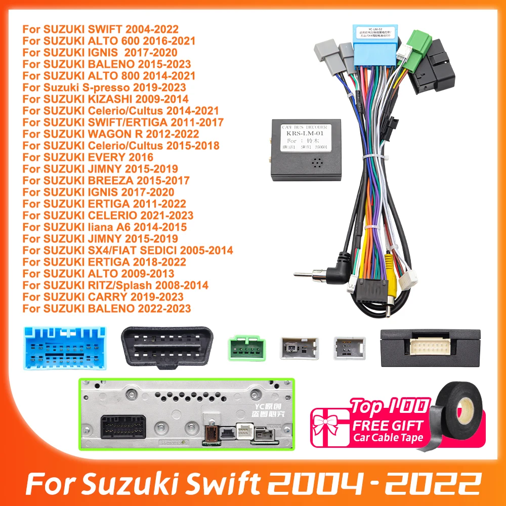 Adaptador de Cable Android para Auto de 16 Pines para Suzuki Swift 2004-2022 con Caja Decodificadora OBD OD-LM-01 Canbus para Suzuki Jimny SX4 de Alta Gama