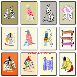Colorful Abstract Dog Modern Fashion Posters Prints Canvas Paintings Poodle Dog Illustration Wall Art Picture Living Room Decor