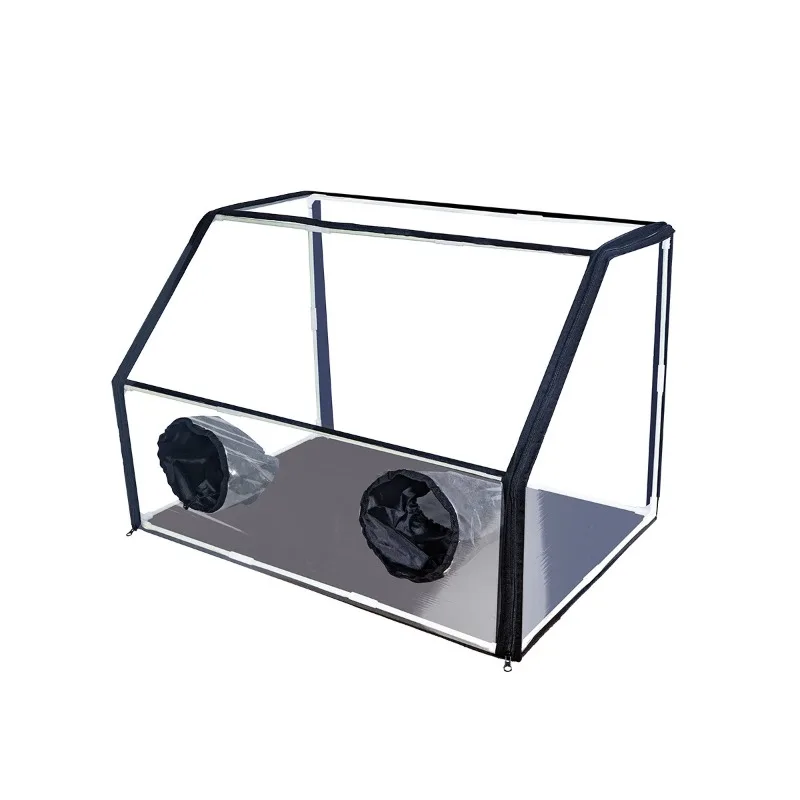 Foldable Cultivation Observation Chamber, Support Rod Frame, Hand Access Openings, Clear View, for Home Mycology Growing Task