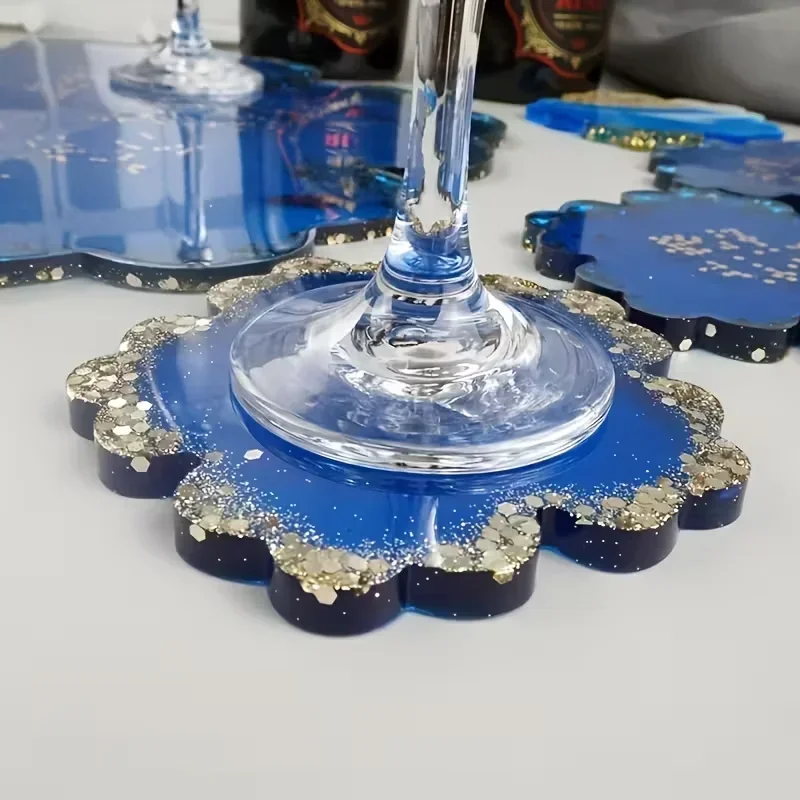 High-quality 4pcs Large Silicone Flower Coaster Molds Kit Epoxy Resin Craft Making Tool for DIY Home Decor Cup Mat Coaster