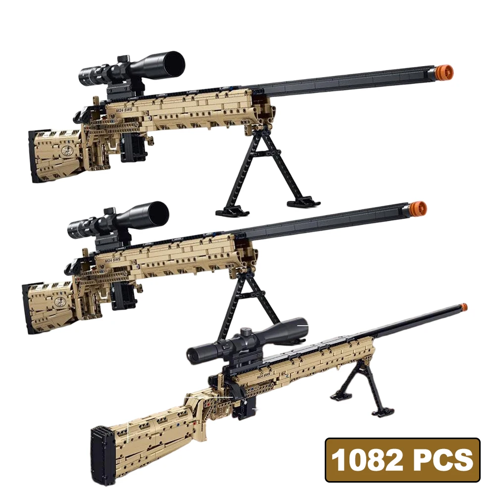 

Конструктор MOC: Военная снайперская винтовка времен Второй мировой войны, штурмовая винтовка, увеличительное стекло для пистолета, кирпичики для подростков, развивающая игрушка, подарок