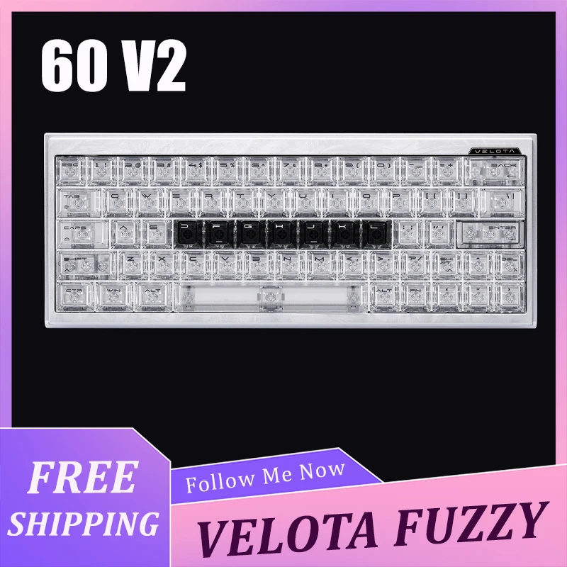 

VELOTA FUZZY 60 V2 Hall Effect Magnetic Switch Keyboard Tri-Core Sync Low Latency Keyboards 60% Layout Aluminum CNC Case Premium