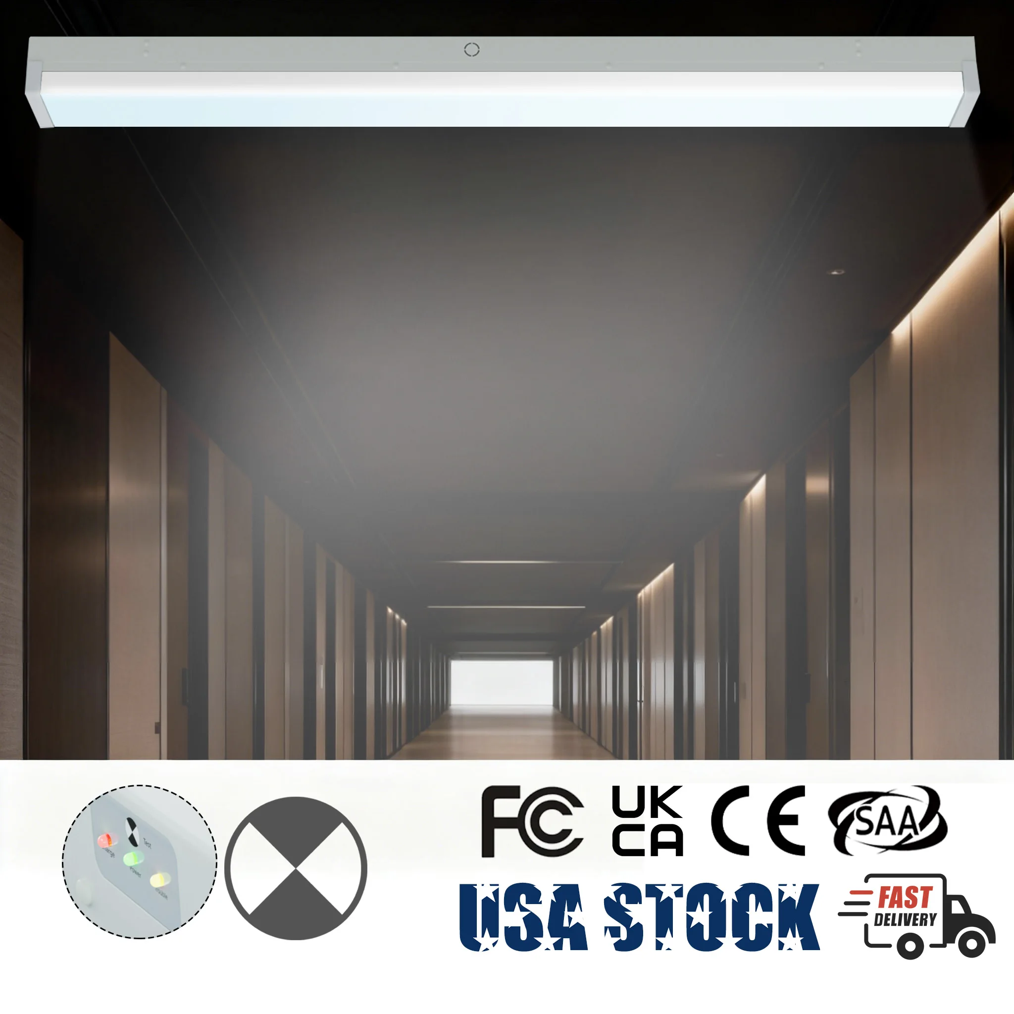 

4-футовый светодиодный аварийный лестничный светильник с запахом, резервная батарея 40 Вт 5000 лм 3/4/5000 К, светодиодный потолочный светильник для скрытого монтажа, FCC