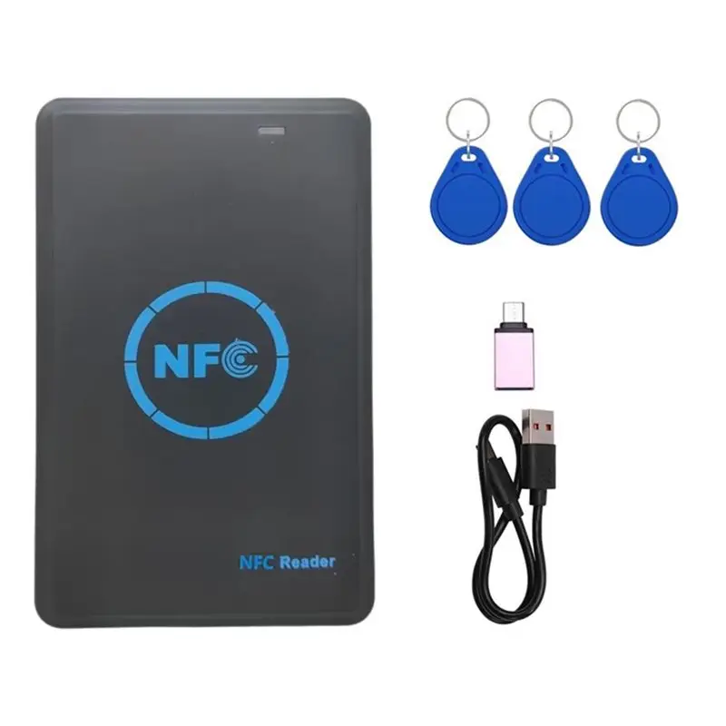 ABZZ-HID Duplicator 125K 13.56M 5-Band Smart Chip Reader/Writer+ 3XUID Keychain Copier Tag Clone ID IC Key Copy