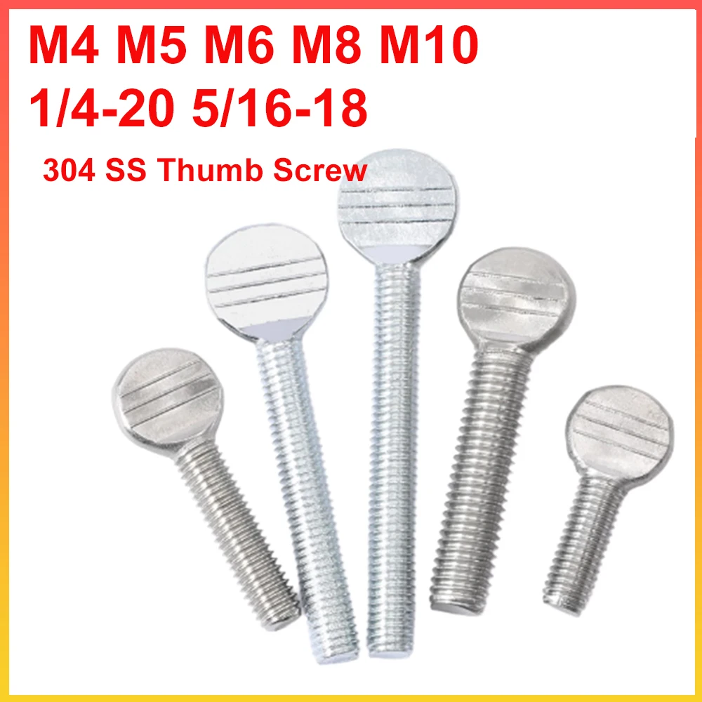 304 SS Thumb Screw M4 M5 M6 M8 M10 1/4-20 5/16-18 Hand Tighten Spade Screws Table Tennis Racket Paddle Bolt