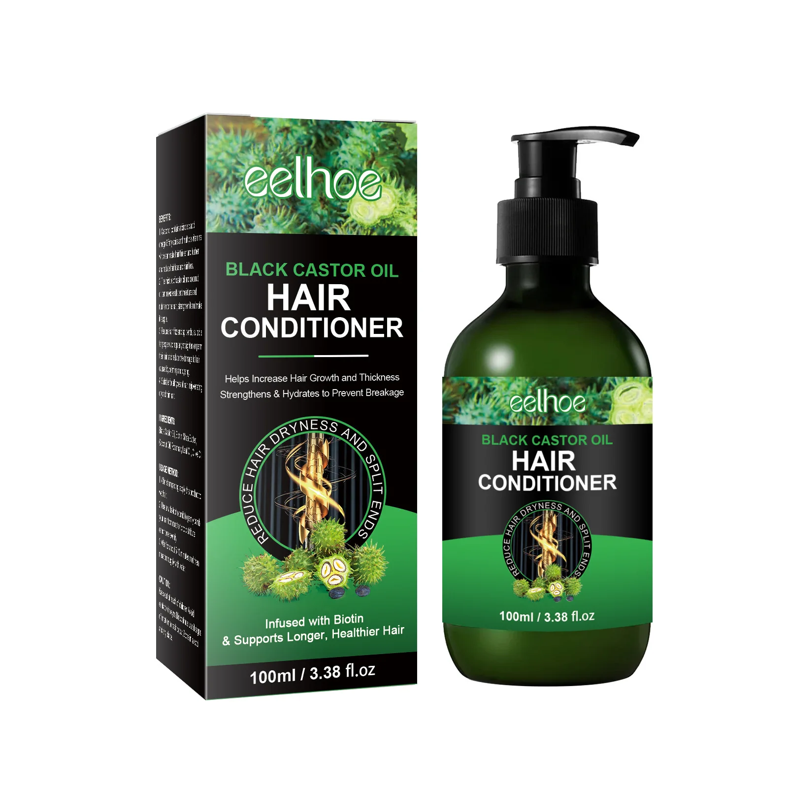 EELHOE Damaged Hair Repairing Conditioner Black Castor Oil for Silky Smoothing Hair Dry Frizzy Treatment Straighten Soft Restore