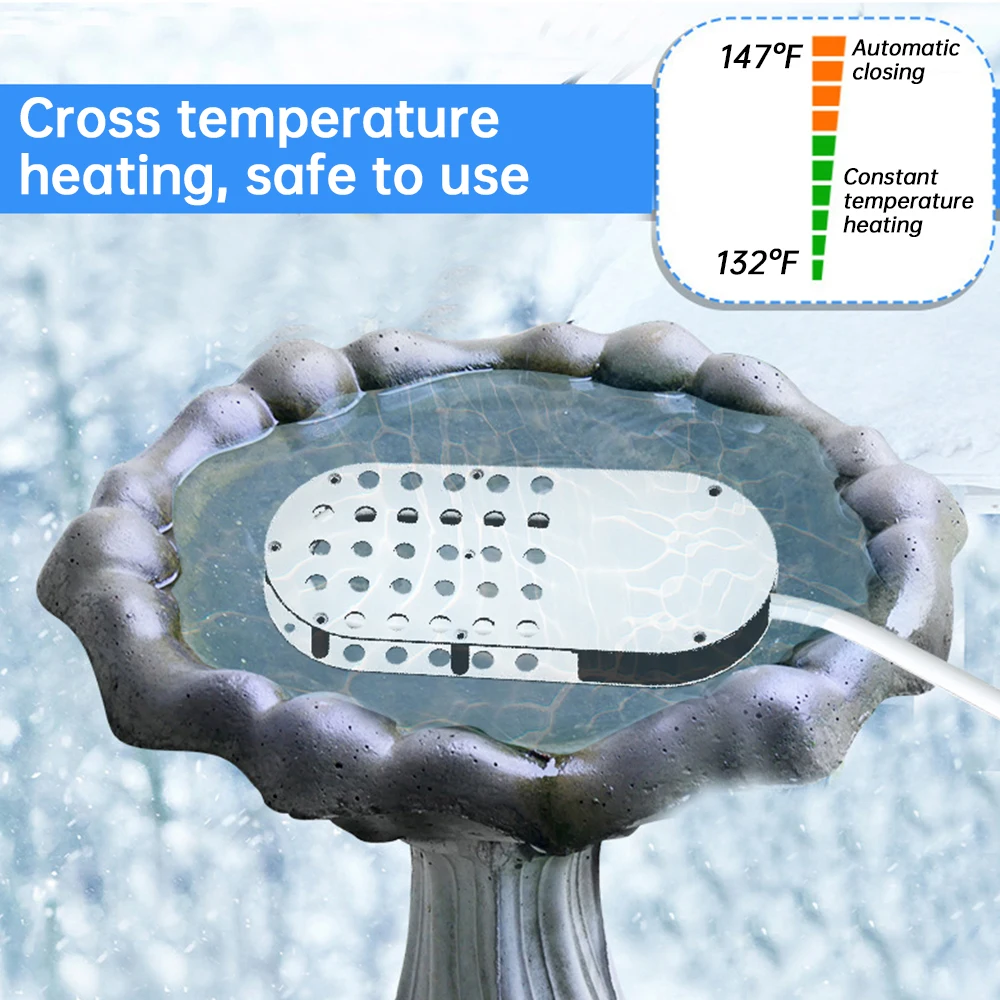 Bird Bath Deicer for Outdoors Winter 250W Pond De Icer Die Cast Aluminum Water Heater Heated Thermostatically Controlled
