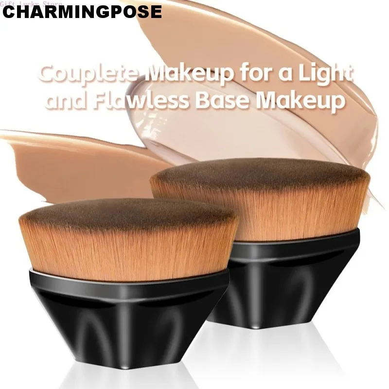 فرشاة كريم الأساس - فرشاة مكياج كريم كابوكي ذات سطح مسطح لكريم الأساس السائل والكريمي |   مسحوق معدني احترافي Br