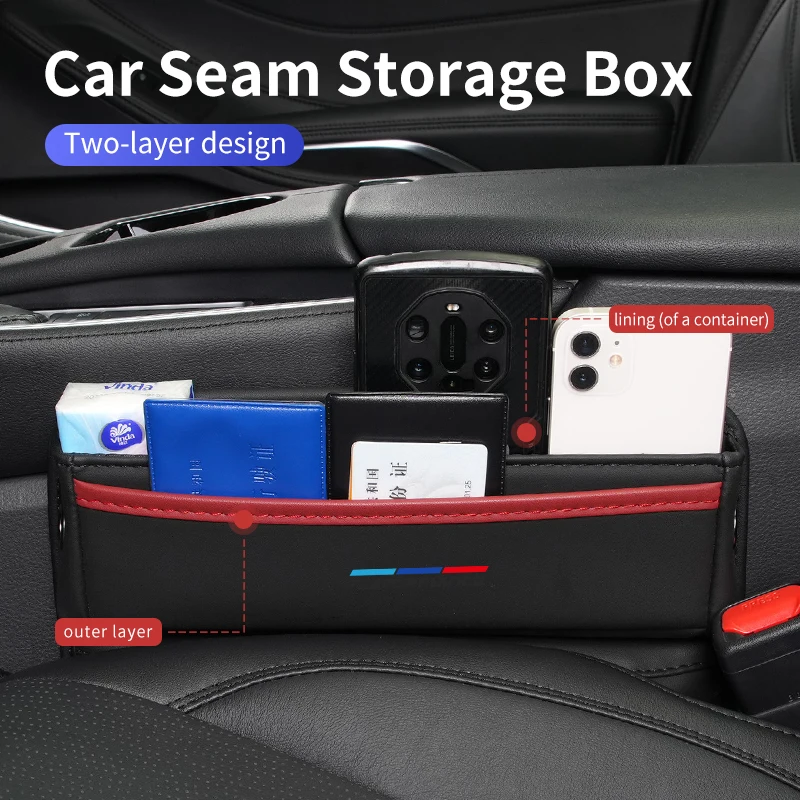 

Car Seat Gap Storage Box Phone Cable Crevice Organiser Bag Accessories For BMW Performance X1 X3 X5 E39 E87 E70 E91 E30 M3 M5 X6