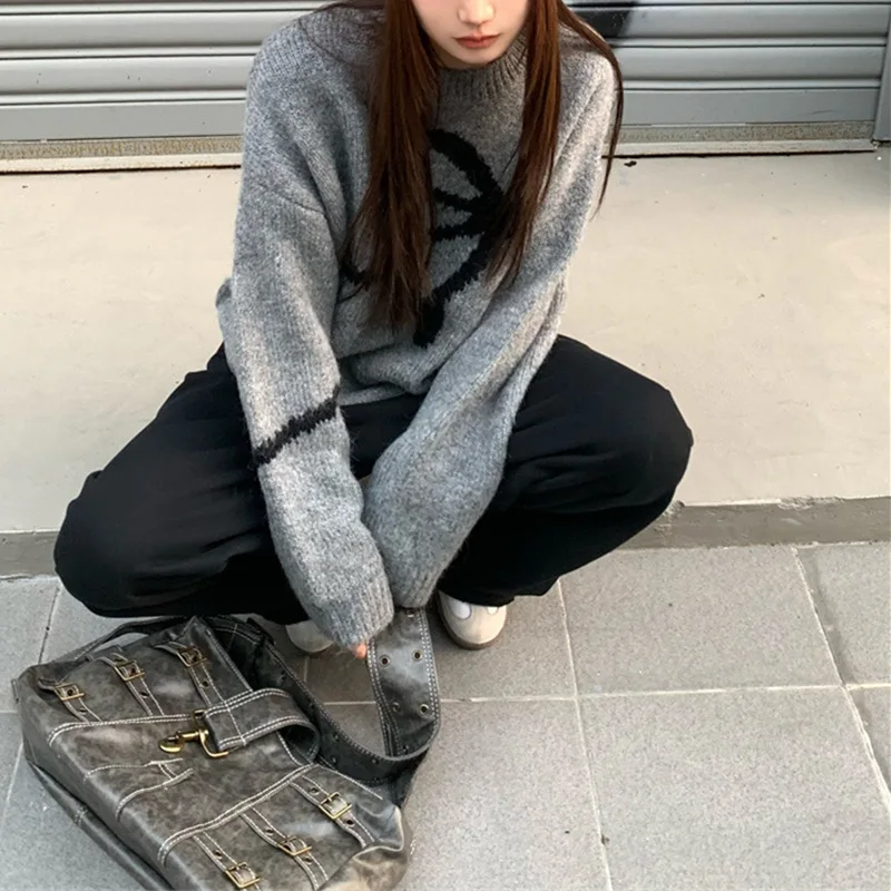 

Autumn Winter New Style Korean Versatile Design Comfortable Butterfly Knot Knitted Loose Soft round Neck Pullover Sweater