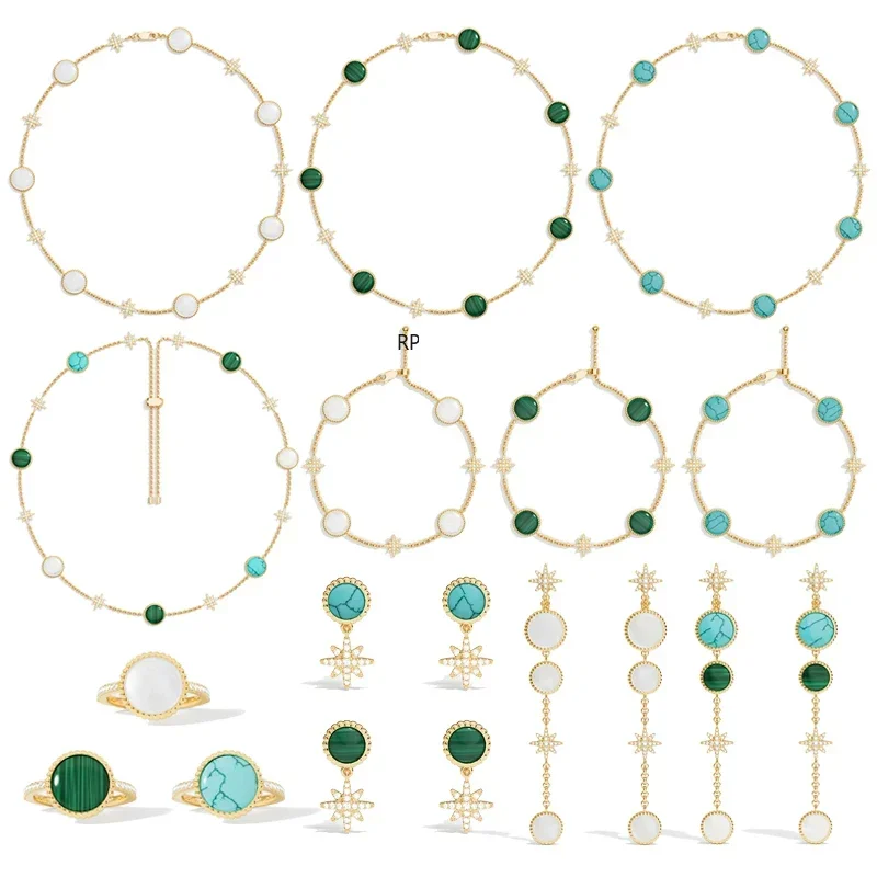 R & P argent Sterling blanc vert bleu étoile météore anneau boucles d'oreilles Bracelet collier femmes classique luxe mode nouveaux bijoux