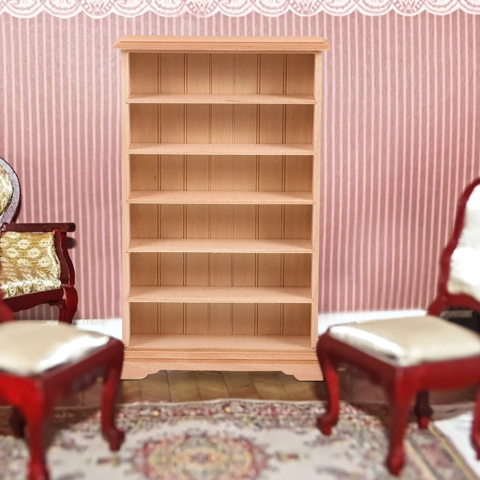 

Miniature House Book Shelf Rustic Wooden Storage Shelf Micro Furniture Decor for Bedroom Living Room Micro Landscape Accessory