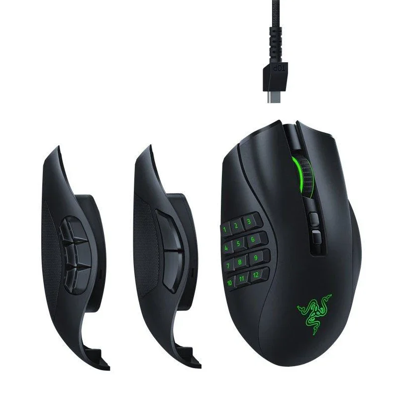 Razer Naga Pro Wireless Gaming Mouse Interchangeable Side Plate Configurations Focus 20K DPI Optical Sensor Chroma RGB Lighting