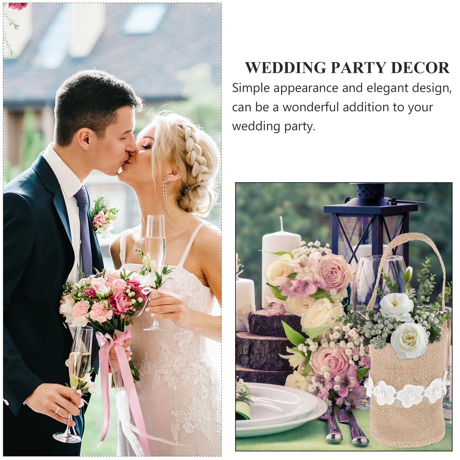 

2pcs Linen Basket Small Burlap Baskets Storage Wedding Flower Girl Petal Candy Rustic Decor Banquet Photo Props Durability