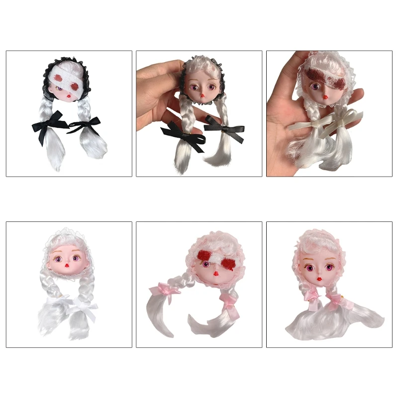 Bandaged for Doll Brooches Halloween Lace Hair Side Clips Bloody for Doll Pins Fashion Jewelry Decoration Backpack Dropship